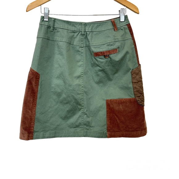 Anthropologie Meadow Rue Olive Green Patchwork Skirt Women’s‎ Sz 2 - Picture 2 of 4